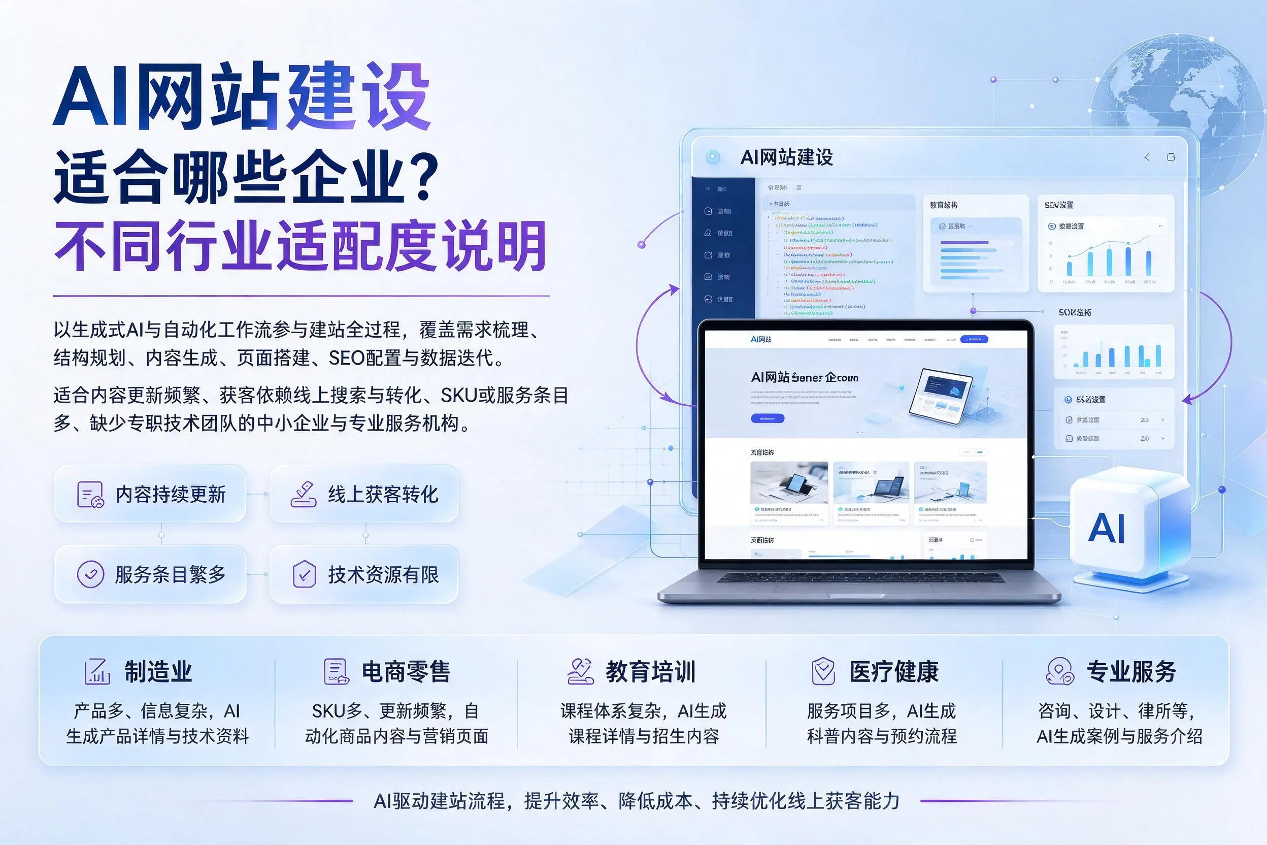 AI网站建设适合哪些企业?阜阳不同行业适配度说明